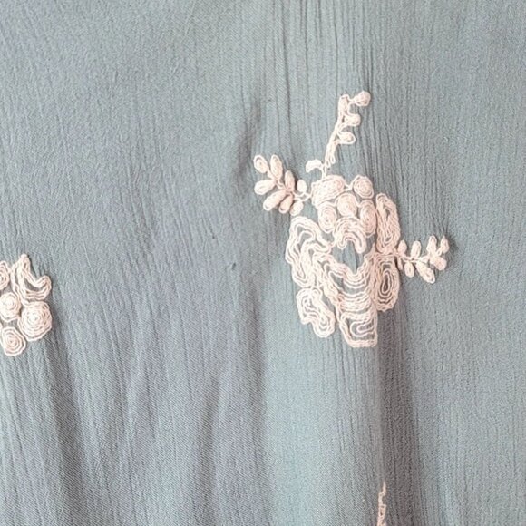 Free People Boho Dress Blue Green Small Lined Cut Out Floral Mini Emma Swing - Picture 7 of 7